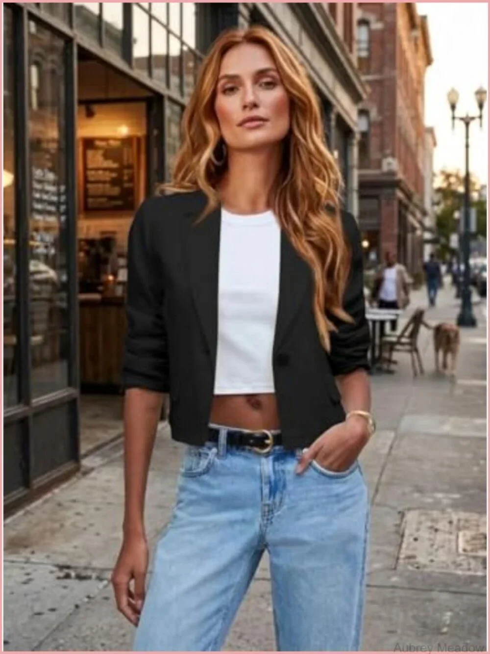 Cropped Linen Blazer Suit Jacket Lightweight Casual Business Office
